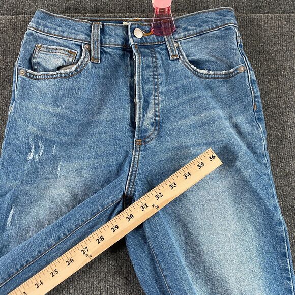 Universal Thread Womens Distressed Blue High Rise 90s Straight Jeans Size 4R - Picture 4 of 11